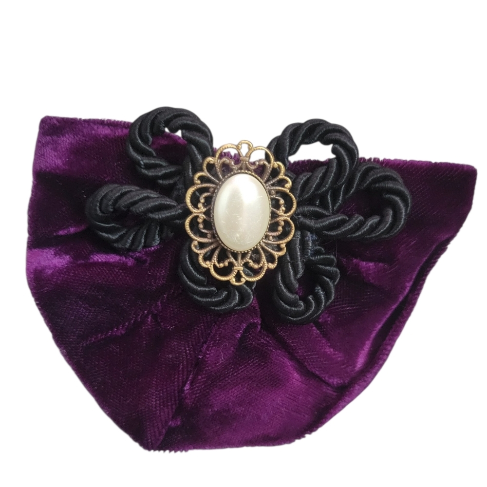 Purple Velvet Barrette with Gold Accent